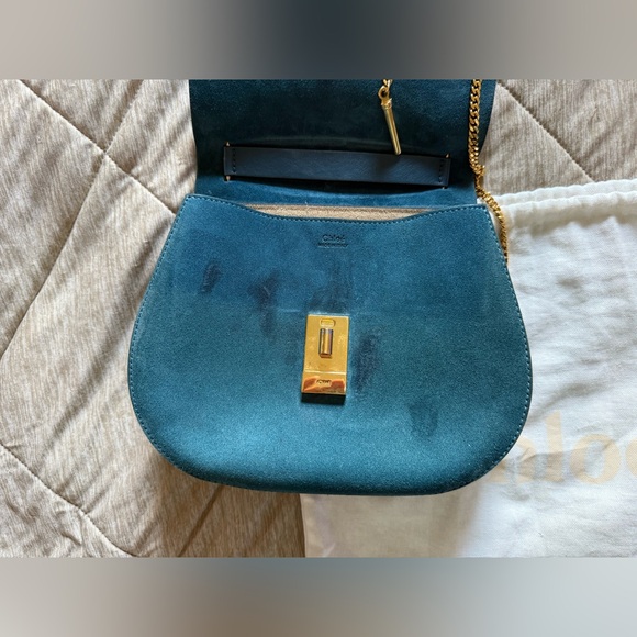 Chloe Blue Crossbody Bag with Gold Accents - Picture 4 of 10